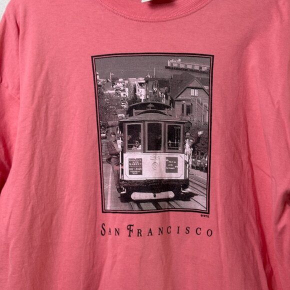 TSC West Heavy Weight T Shirt San Francisco Cable Car Size XL Pink Cotton - Picture 2 of 11